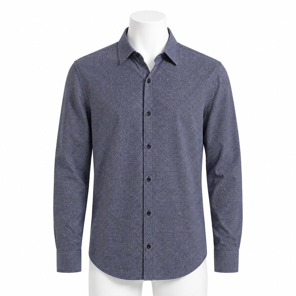 Vince Shirt Men’s Size L Blue Geometric Button-Up Long Sleeve Classic Business